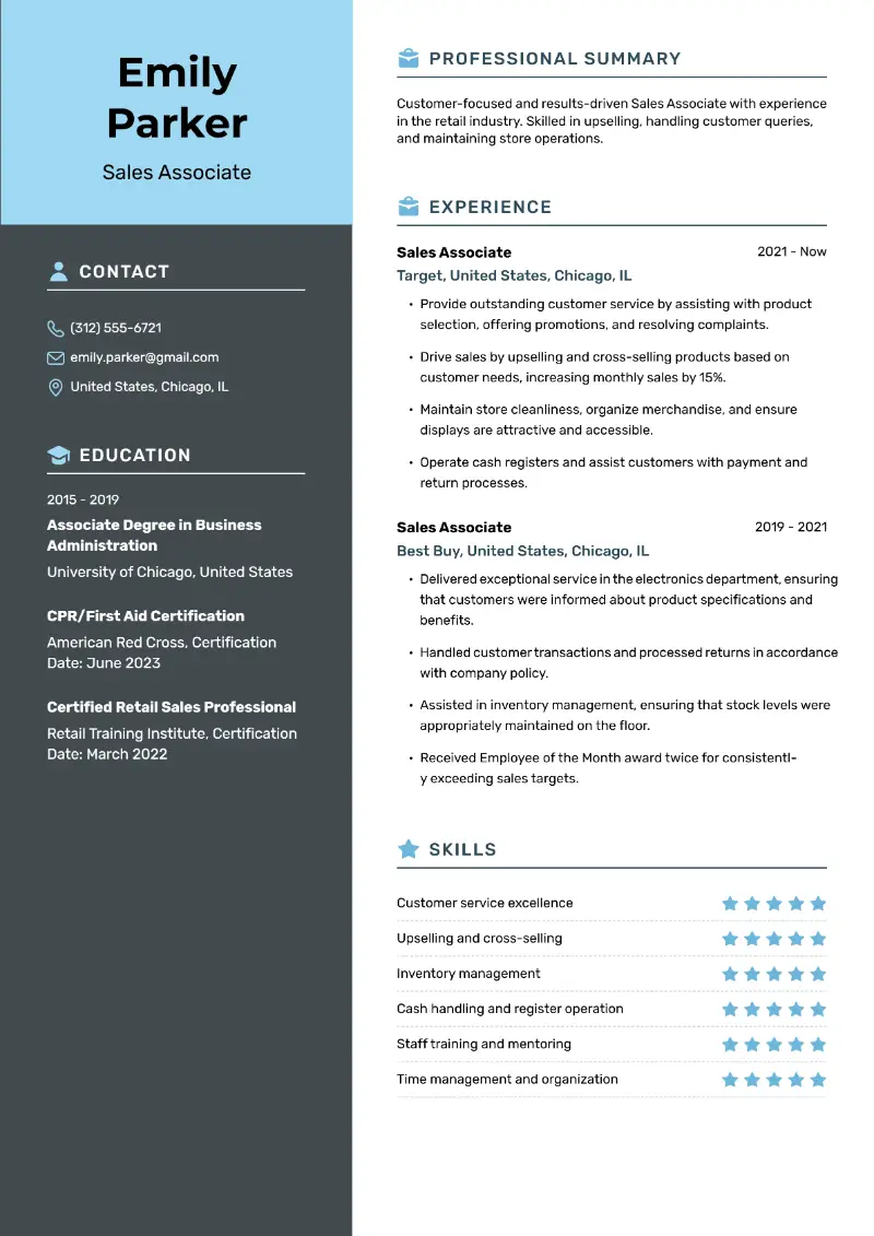 5 Retail Resume Examples with Templates and Tips