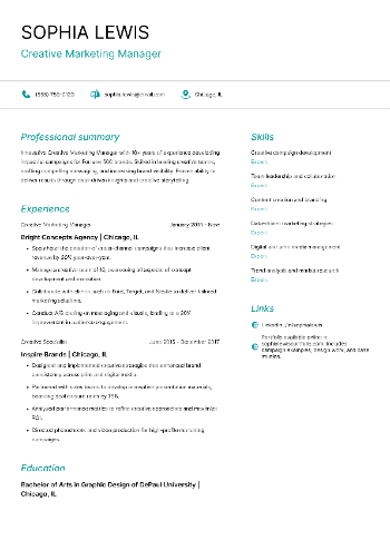 Creative Marketing Manager Resume Creative Marketing Manager Resume