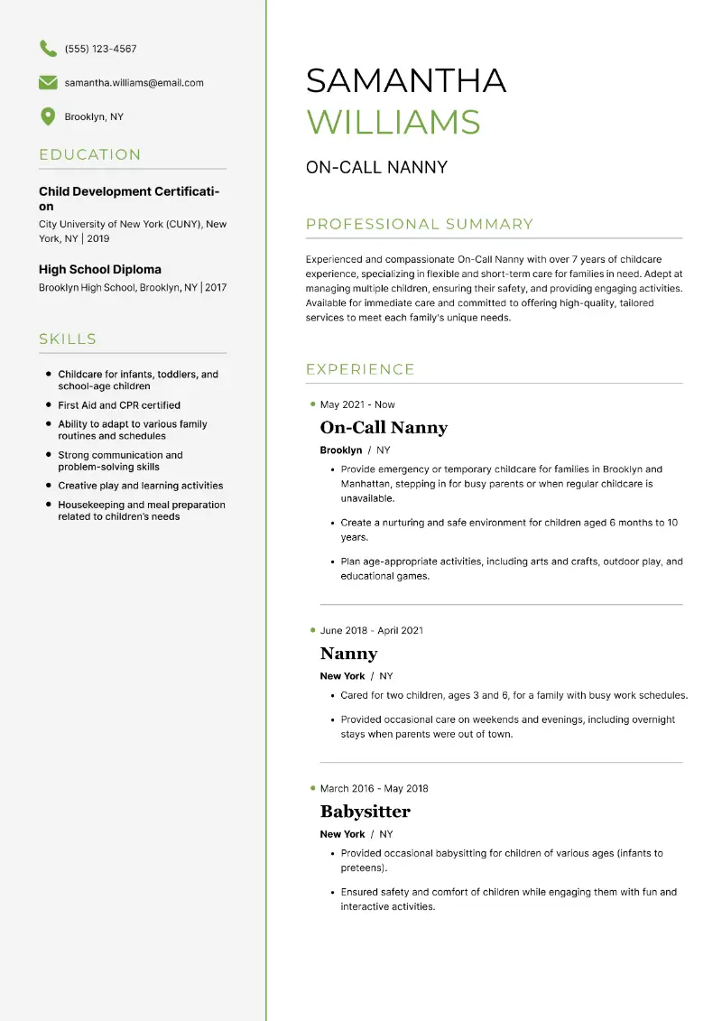 7 Nanny Resume Examples and Templates for 2025