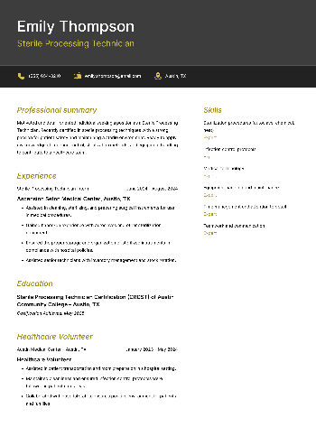 Sterile Processing Technician Resume Sterile Processing Technician Resume