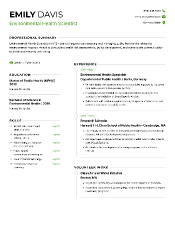 Environmental Health Scientist Resume