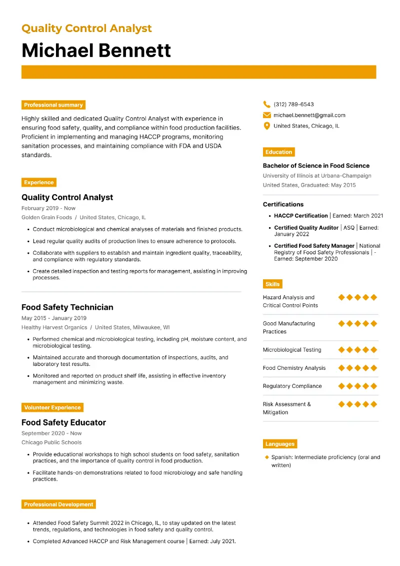 Quality Control Analyst Resume Quality Control Analyst Resume