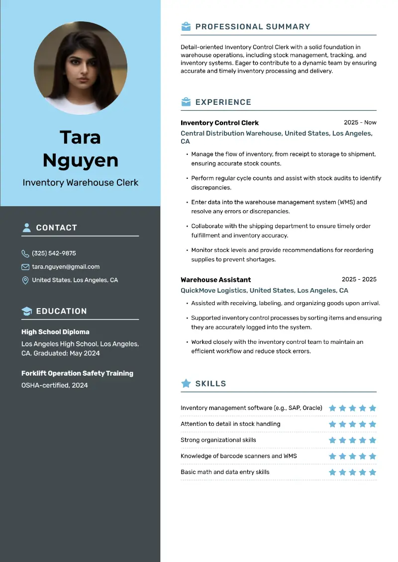 Entry-Level Warehouse Resume Examples and Templates