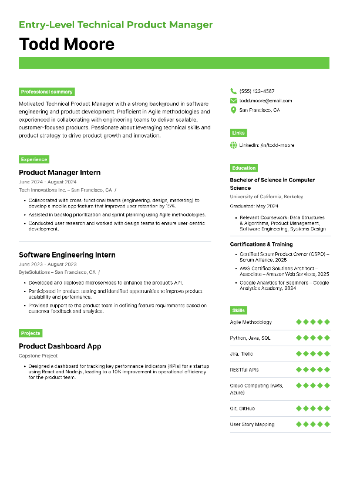 Entry-Level Technical Product Manager Resume Entry-Level Technical Product Manager Resume