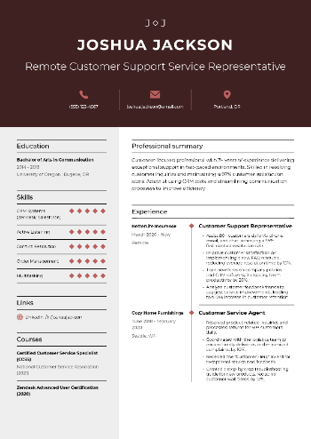 Remote Customer Support Service Representative Resume Remote Customer Support Service Representative Resume