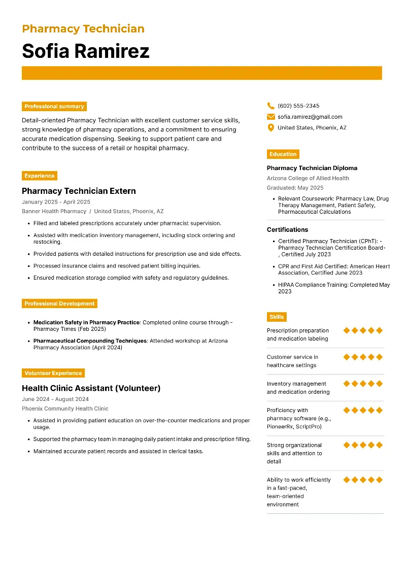 Pharmacy Technician Resume Pharmacy Technician Resume