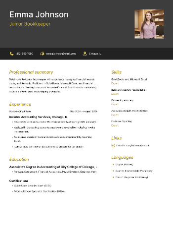 Junior Bookkeeper Resume Junior Bookkeeper Resume