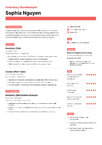 Inventory Bookkeeper Resume