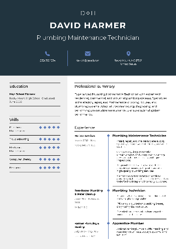 Plumbing Maintenance Technician Resume