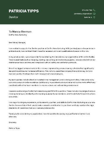 Janitor Cover Letter Sample Janitor Cover Letter Sample