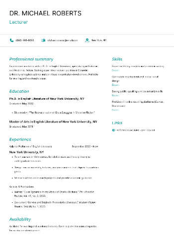 Lecturer CV Lecturer CV