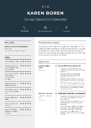 Survey Data Entry Specialist Resume