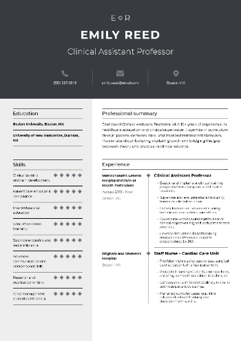 Clinical Assistant Professor Resume
