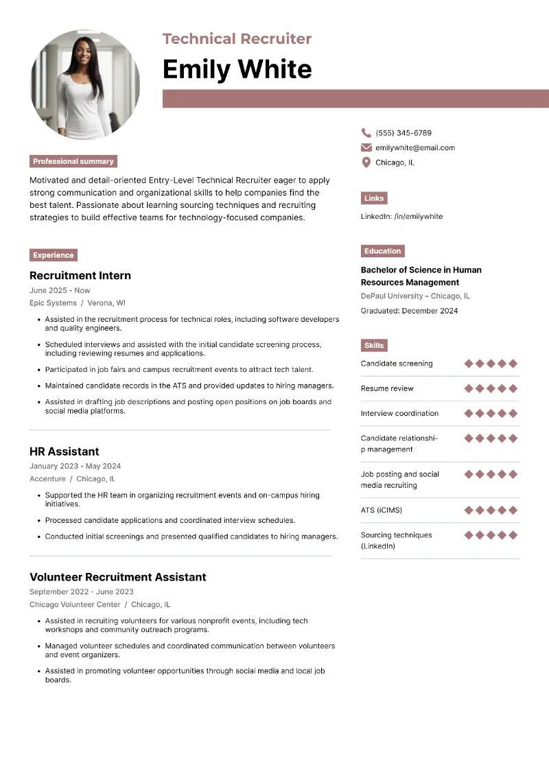 Technical Recruiter Resume