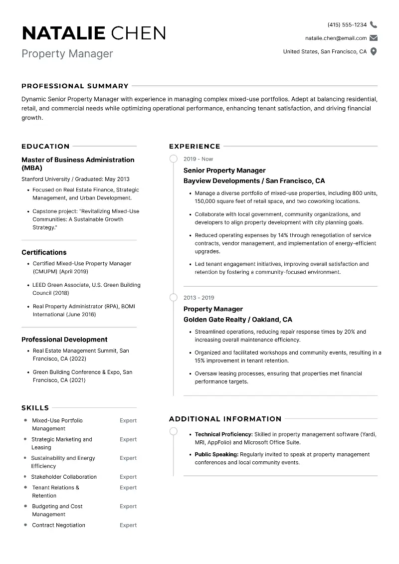 Property Manager Resume