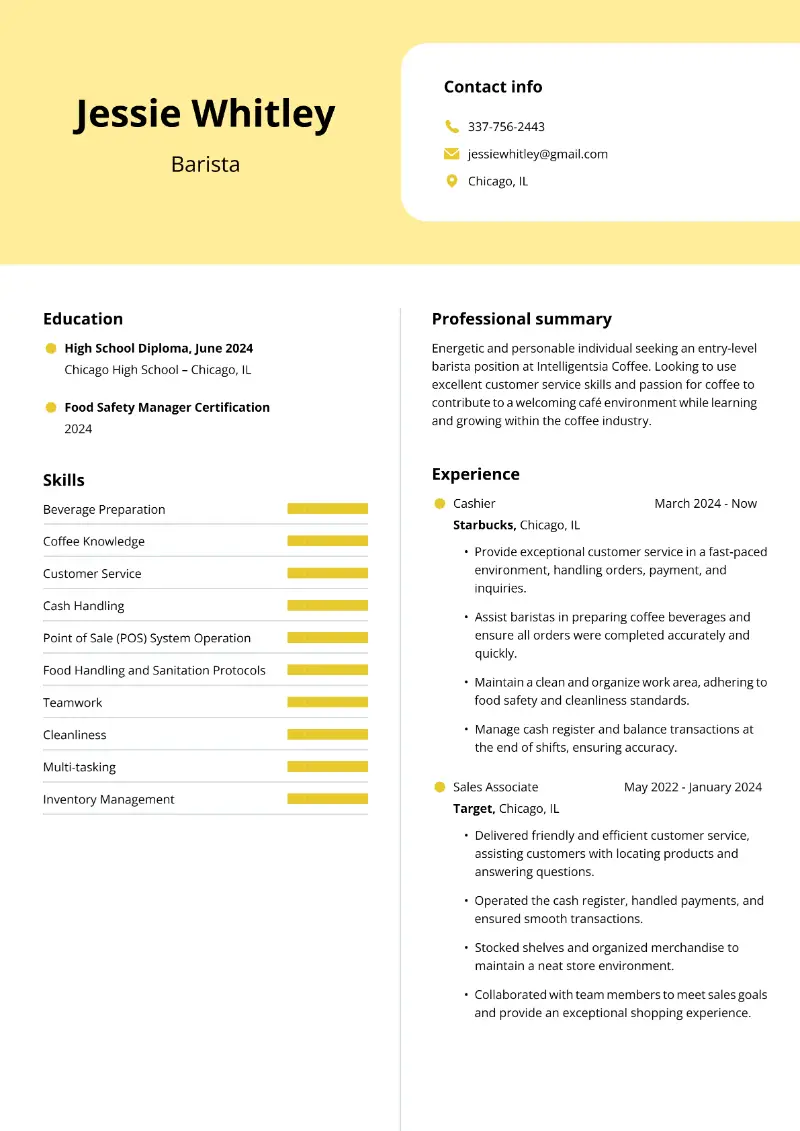 Barista Resume