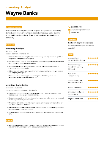 Inventory Analyst Resume