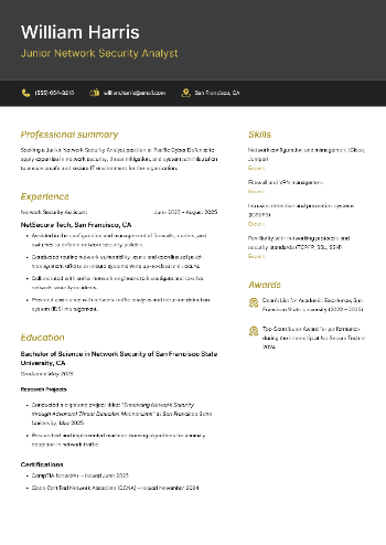 Junior Network Security Analyst Resume Junior Network Security Analyst Resume