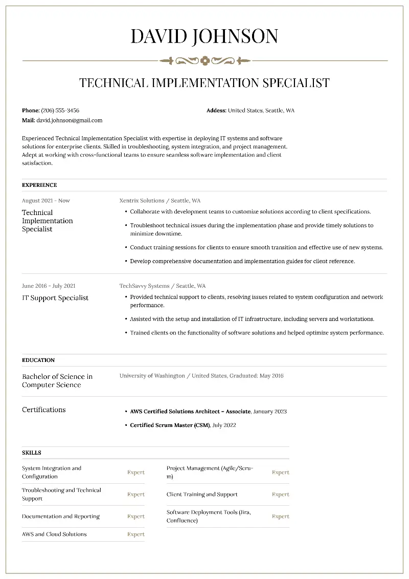 Implementation Specialist Resume Examples and Templates