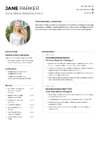 Social Media Marketing Intern Resume Social Media Marketing Intern Resume