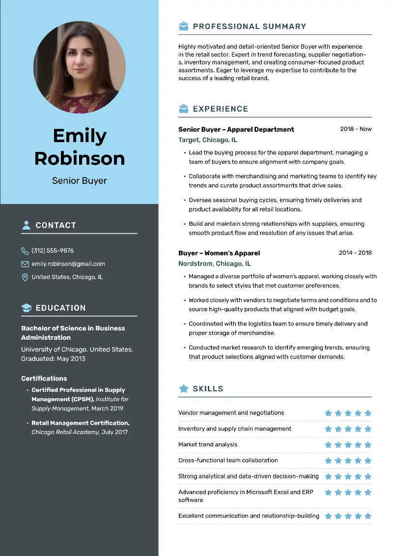 Senior Buyer Resume Examples + Templates for 2025