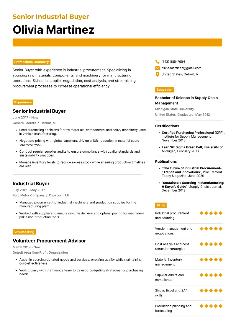 Senior Industrial Buyer  Resume Senior Industrial Buyer  Resume