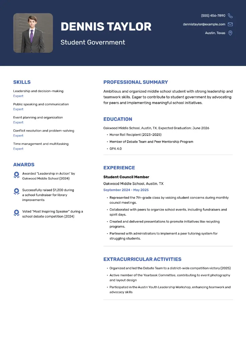 Student Government Resume Student Government Resume