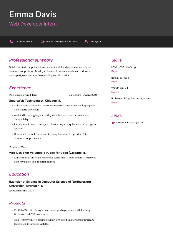 Web Developer Intern Resume Web Developer Intern Resume