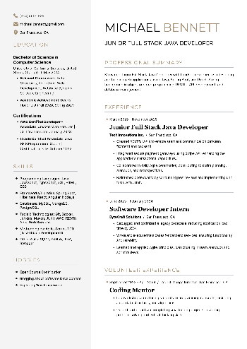 Junior Full Stack Java Developer  Resume Junior Full Stack Java Developer  Resume