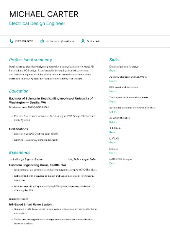 Electrical Design Engineer Resume