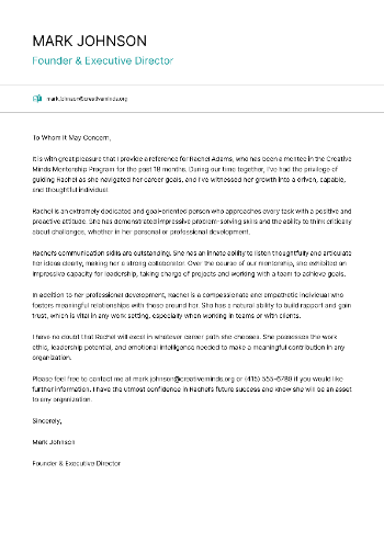 Founder & Executive Director Cover Letter