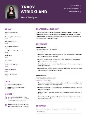 Game Designer Resume Game Designer Resume