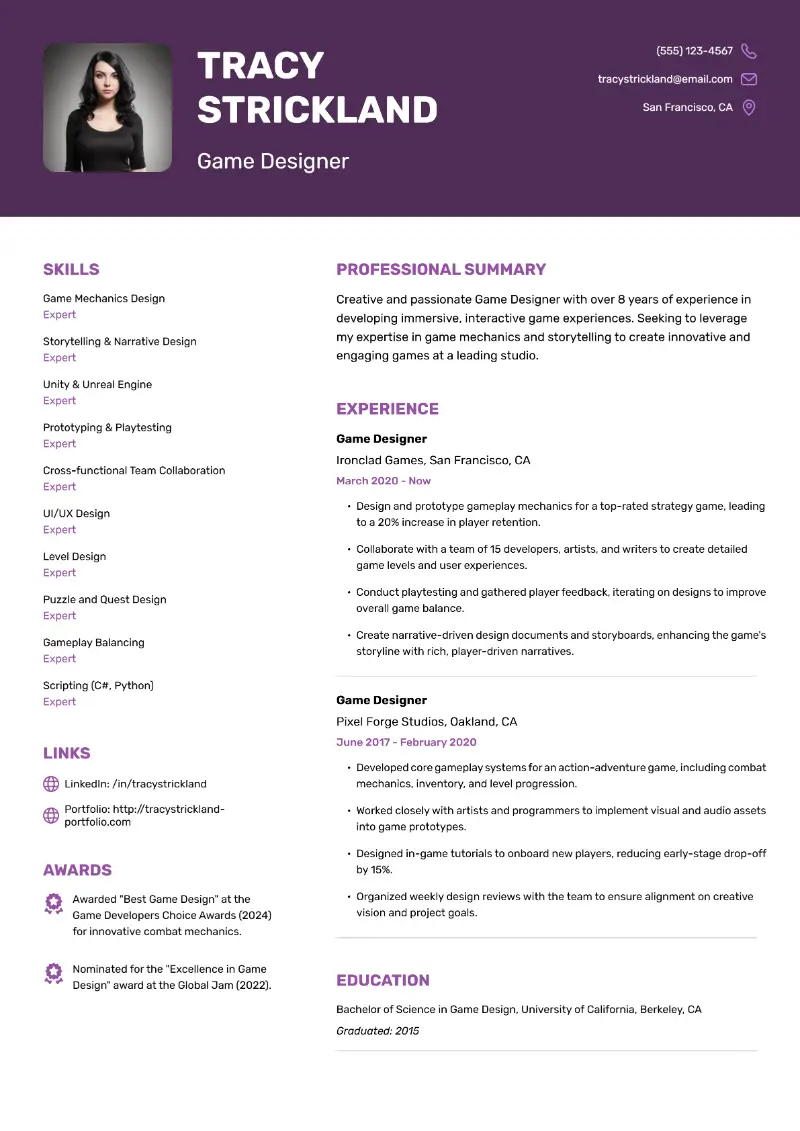 Game Developer Resume: Best Examples and Guide for 2025
