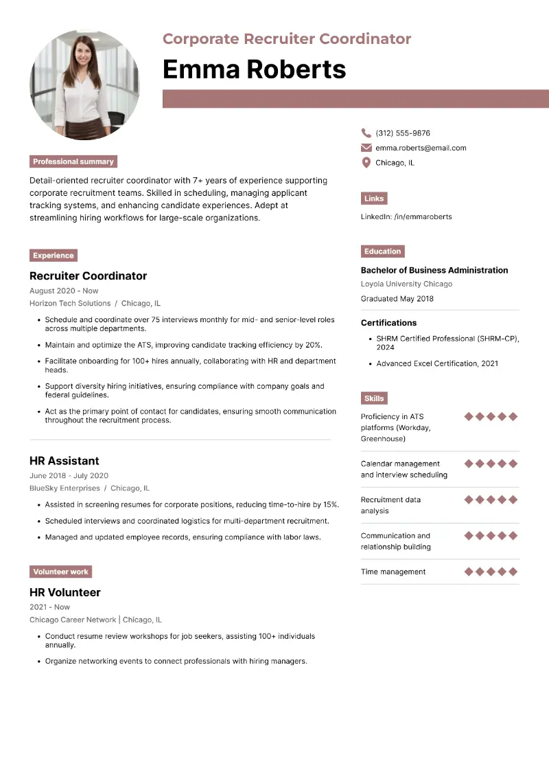 Top Recruiter Coordinator Resume Examples for 2025