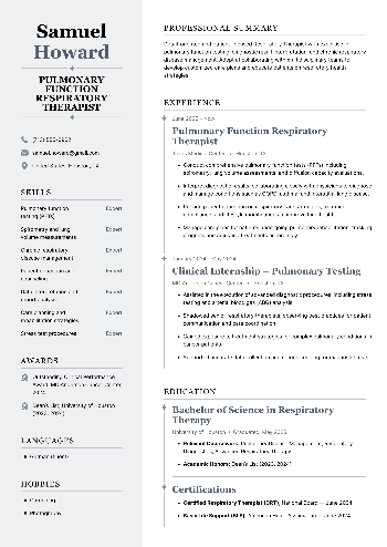 Pulmonary Function Respiratory Therapist Resume Pulmonary Function Respiratory Therapist Resume