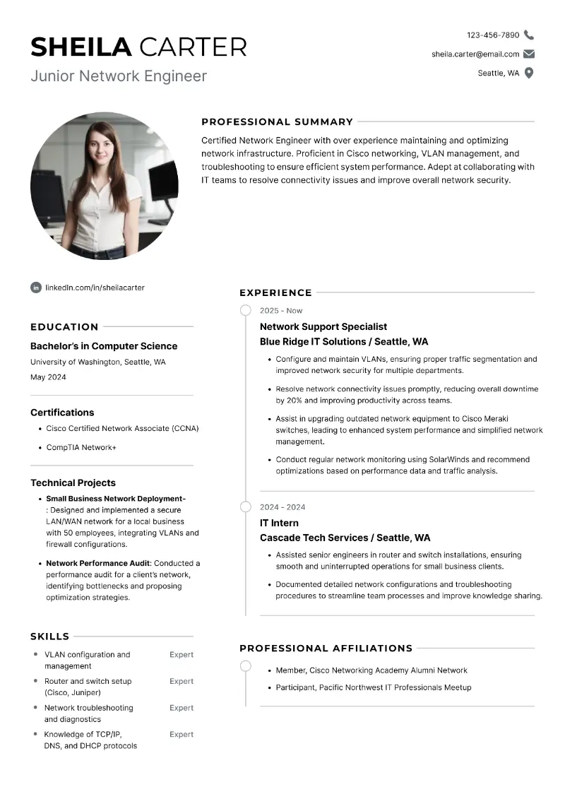 Junior Network Engineer Resume Examples, Tips and Templates