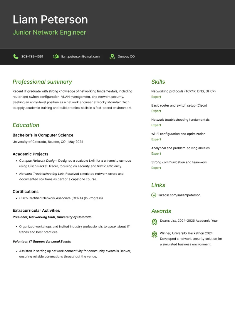 Junior Network Engineer Resume Junior Network Engineer Resume