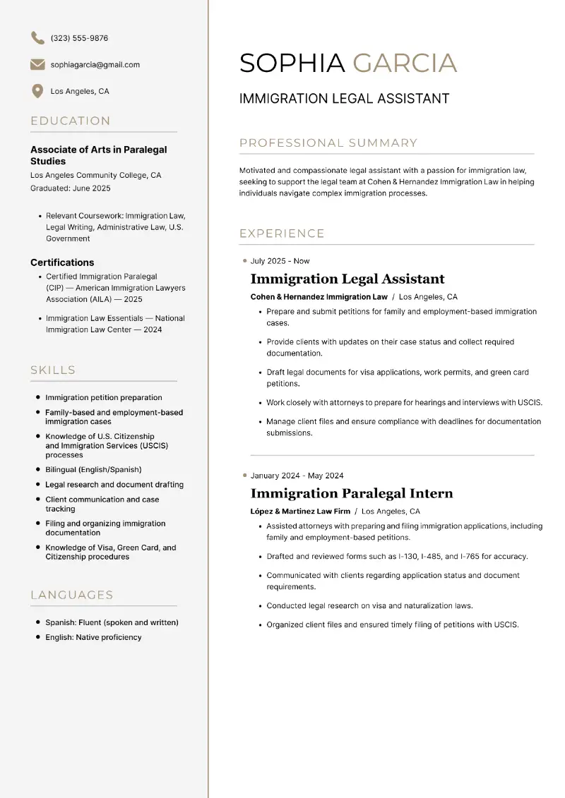 Immigration Legal Assistant Resume Immigration Legal Assistant Resume
