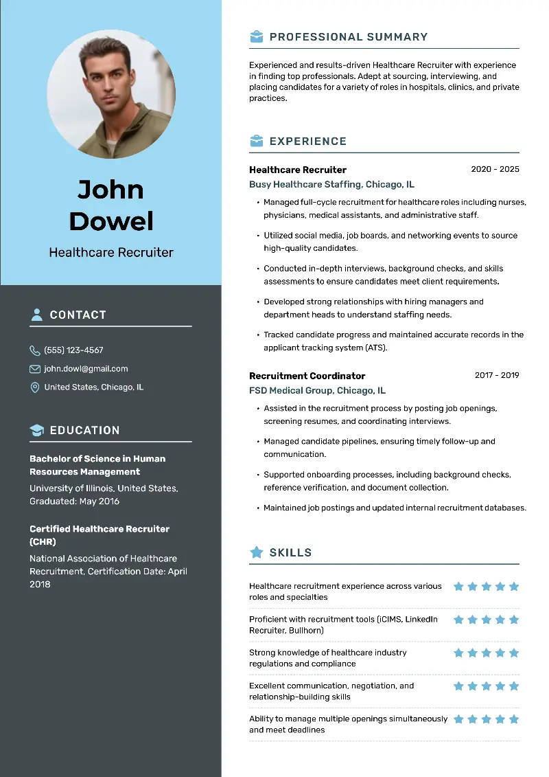Healthcare Recruiter Resume Examples for 2025