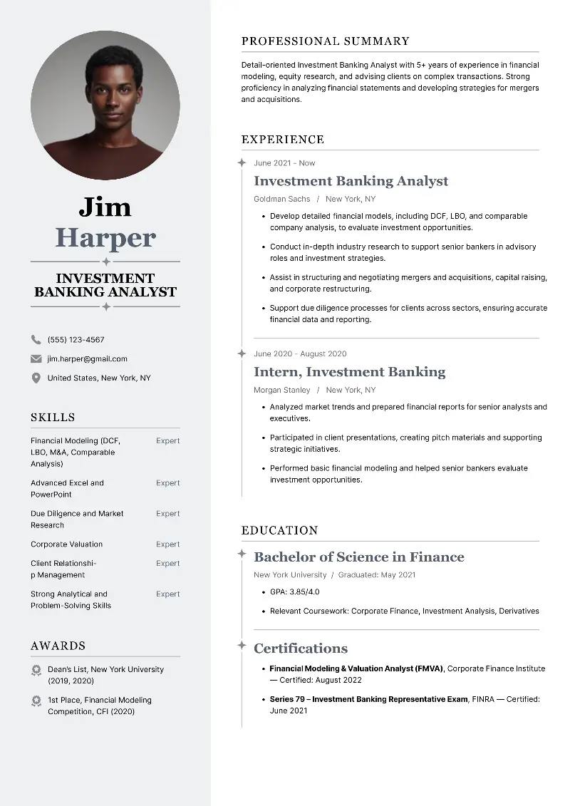 5 Investment Banking Resume Examples for 2025