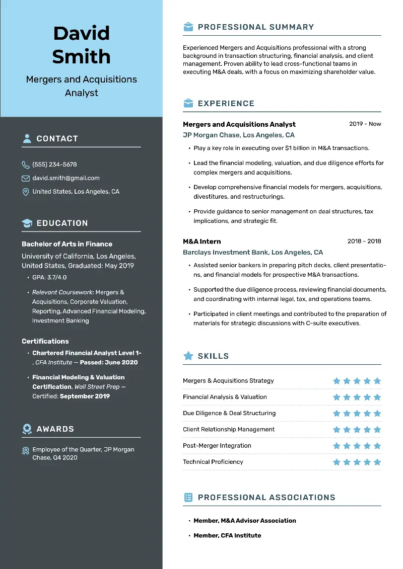Mergers and Acquisitions Analyst  Resume Mergers and Acquisitions Analyst  Resume