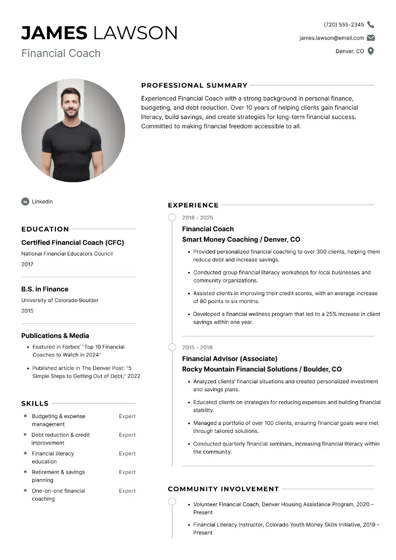 Financial Coach Resume