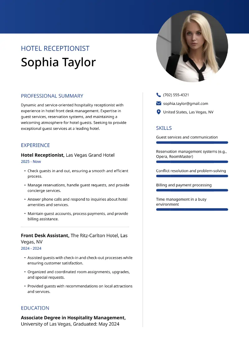 Hotel Receptionist  Resume Hotel Receptionist  Resume