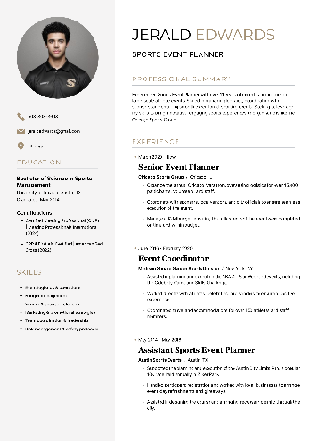 Sports Event Planner Resume Sports Event Planner Resume