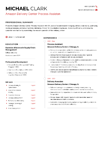 Amazon Delivery Center Process Assistan Resume Amazon Delivery Center Process Assistan Resume