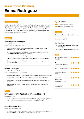 Senior Python Developer Resume Senior Python Developer Resume