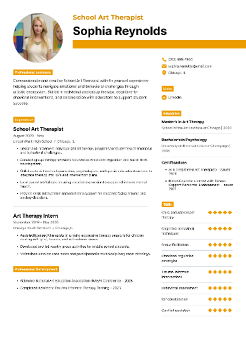 School Art Therapist Resume