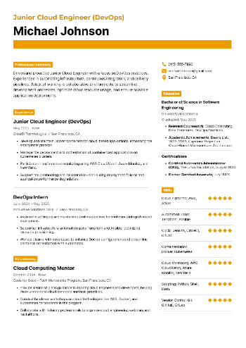 Junior Cloud Engineer (DevOps) Resume