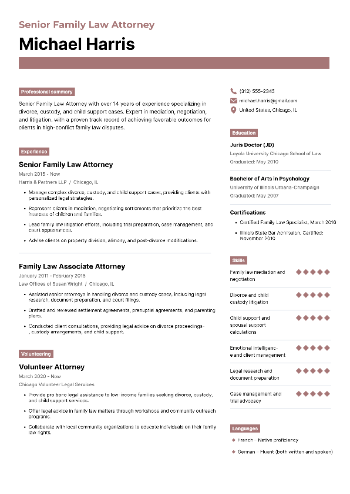 Senior Family Law Attorney Resume Senior Family Law Attorney Resume