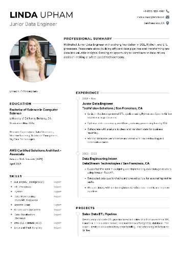 Junior Data Engineer Resume